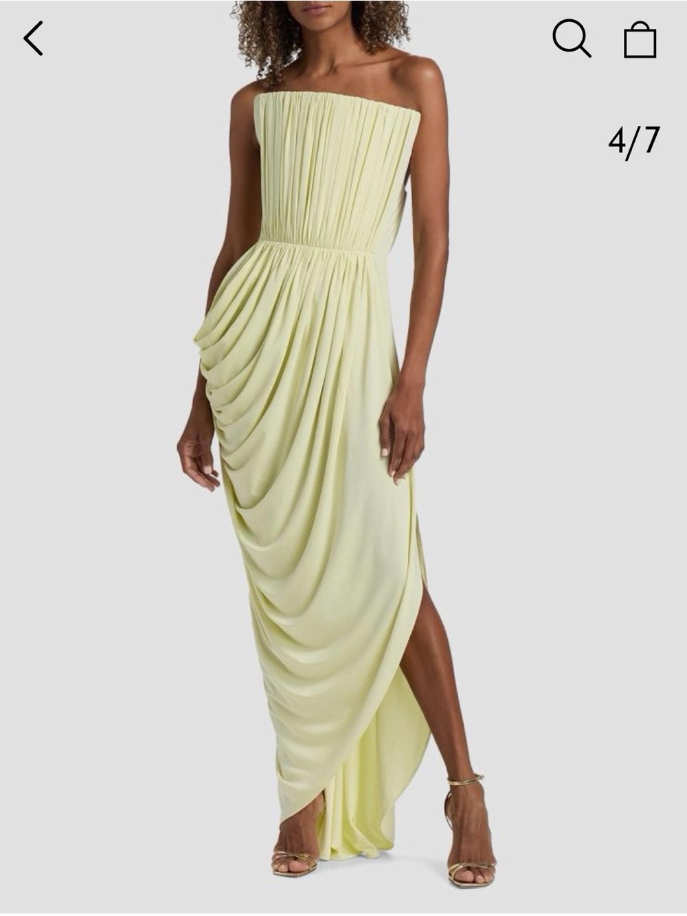 Stella McCartney Strapless Draped Maxi Dress in Pale Yellow
